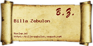 Billa Zebulon névjegykártya